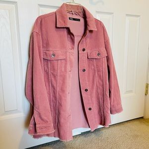 Zara - Oversized Corduroy Pink Jacket